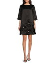 【送料無料】 フランセスバレンタイン レディース ワンピース トップス Edie Tafetta Floral Applique 3/4 Sleeve Dres...