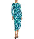 【送料無料】 マギーロンドン レディース ワンピース トップス Printed Power Mesh Boat Neck Illusion Long Sleev...