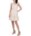 【送料無料】 ヴィンスカムート レディース ワンピース トップス Jacquard Floral Metallic V-Neck Sleeveless Tiered A-Line Dress Ivory