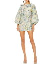 【送料無料】 マックダガル レディース ワンピース トップス Floral Brocade Jewel Neckline Long Puff Sleeve Mi...