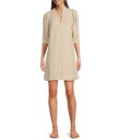 【送料無料】 リリーピュリッツァー レディース ワンピース トップス Mialeigh Linen Split V-Neck Elbow Puff Sleeve Shift Dress Sand Bar X Resort White