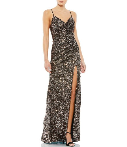 【送料無料】 マックダガル レディース ワンピース トップス Sequin V-Neck Sleeveless Faux Wrap Side Slit Gown Bronze 【送料無料】 マックダガル レディース ワンピース トップス Sequin V-Neck Sleeveless Faux Wrap Side Slit Gown Bronze