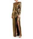 【送料無料】 マックダガル レディース ワンピース トップス Long Sleeve Bow Detail Metallic Jersey Gown Antique Gold(4)