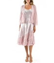 【送料無料】 コマロフ レディース ワンピース トップス Beaded Scoop Neck Satin Charmeuse and Chiffon Mixed Media A-line Midi Jacket Dress Lotus
