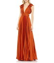 【送料無料】 マックダガル レディース ワンピース トップス Ruffled Cap Sleeve Cut Out Pleated Deep V-Neck St...