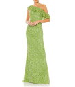 【送料無料】 マックダガル レディース ワンピース トップス Sequin Asymmetrical Ruffle Neck Short Sleeve Gown...