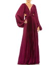 【送料無料】 マックダガル レディース ワンピース トップス Long Balloon Sleeve Side Cut-Out Pleated Deep V-N...