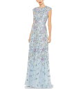 【送料無料】 マックダガル レディース ワンピース トップス Sequin Crew Neck Cap Sleeve A-Line Gown Ice Blue ...