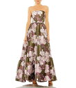 【送料無料】 マックダガル レディース ワンピース トップス Strapless Bottom Ruffle Floral Gown Olive Multi