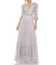 【送料無料】 マックダガル レディース ワンピース トップス Sequin Floral Applique Illusion Crew Neck 3/4 Sle...