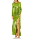 【送料無料】 マックダガル レディース ワンピース トップス Metallic Scoop Neckline Long Sleeve Ruched Bodice Gown Apple Green