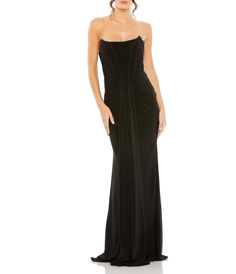 【送料無料】 マックダガル レディース ワンピース トップス Sweetheart Velvet Trim Jersey Gown Black