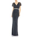 【送料無料】 マックダガル レディース ワンピース トップス Surplice V-neck Short Sleeve Beaded Column Gown M...