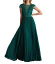 【送料無料】 タダシショージ レディース ワンピース トップス Cap Sleeve Sequin Embroidered Lace Chiffon Pleat...