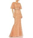 【送料無料】 マックダガル レディース ワンピース トップス Beaded Illusion Neckline Short Butterfly Sleeve G...