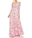 【送料無料】 マックダガル レディース ワンピース トップス Floral Print V-Neck Long Sleeve Tiered Ruffled A-...