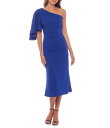 【送料無料】 マリナ レディース ワンピース トップス One Shoulder 3/4 Sleeve Midi Dress Royal