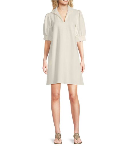 【送料無料】 ジュードコーナリー レディース ワンピース トップス Emerson Jude Ponte Knit Collared V-Neck Puffed Sleeve Shift Dress Cream 【送料無料】 ジュードコーナリー レディース ワンピース トップス Emerson Jude Ponte Knit Collared V-Neck Puffed Sleeve Shift Dress Cream