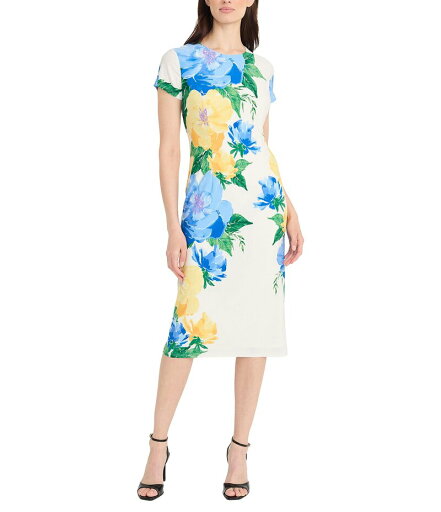 【送料無料】 マギーロンドン レディース ワンピース トップス Matte Jersey Floral Placement Print Crew Neck Short Sleeve Midi Dress Soft White/Yellow Multi 【送料無料】 マギーロンドン レディース ワンピース トップス Matte Jersey Floral Placement Print Crew Neck Short Sleeve Midi Dress Soft White/Yellow Multi