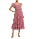 【送料無料】 マックダガル レディース ワンピース トップス Square Neck Ruffle Shoulder Dotted Sequined Mesh ...