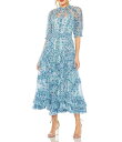 【送料無料】 マックダガル レディース ワンピース トップス Floral Print Chiffon Short Puffed Sleeve High Nec...