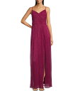【送料無料】 アレックスイブニングス レディース ワンピース トップス Shimmer Sleeveless Spaghetti Strap Sweetheart Neck Front Slit Pleated Gown Fuchsia