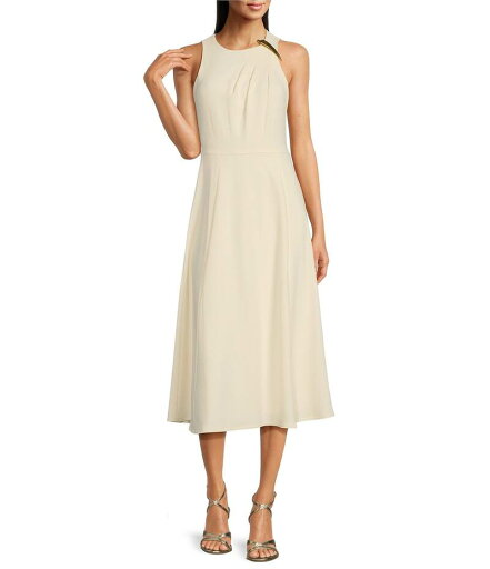 【送料無料】 ダナキャラン レディース ワンピース トップス Cady Crepe Crew Neck Sleeveless Gold Broach A-Line Midi Dress PRISTINE 【送料無料】 ダナキャラン レディース ワンピース トップス Cady Crepe Crew Neck Sleeveless Gold Broach A-Line Midi Dress PRISTINE