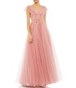 【送料無料】 マックダガル レディース ワンピース トップス Embellished Cap Flutter Sleeve V-Neck Ballgown Salmon(4)