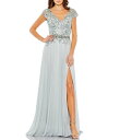 【送料無料】 マックダガル レディース ワンピース トップス Beaded V-Neck Cap Sleeve A-Line Gown Seamist