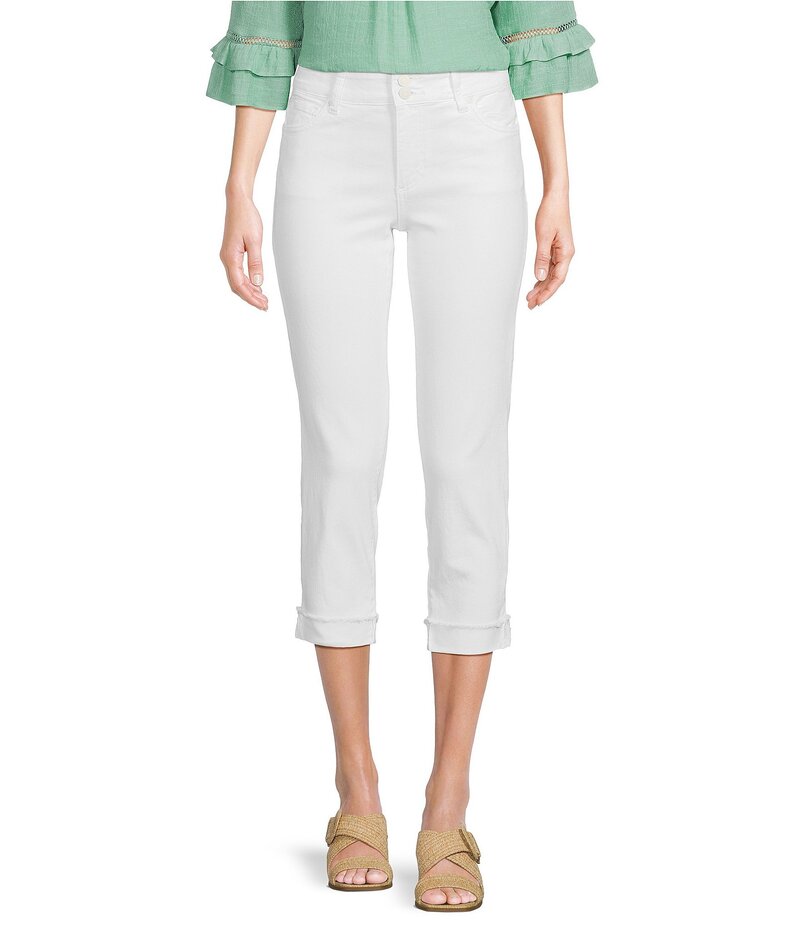 【送料無料】 カットフロムザクロス レディース デニムパンツ ジーンズ ボトムス Stretch Denim High Rise Cropped Straight Leg Jeans Optic White