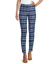 【送料無料】 インベストメンツ レディース カジュアルパンツ ボトムス Slim Factor by Investments Ponte Knit Blue Plaid No Waist Leggings Blue Plaid Print(4)