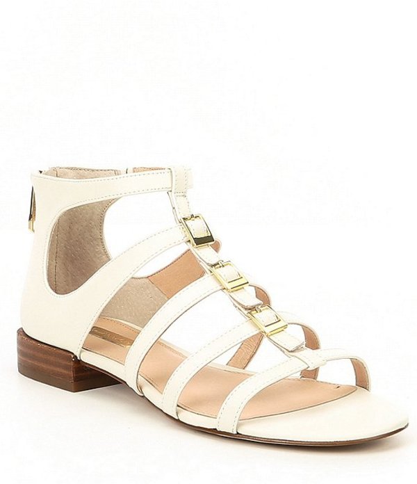 ルイスエシー レディース サンダル シューズ Arely Leather Caged Flat Sandals White