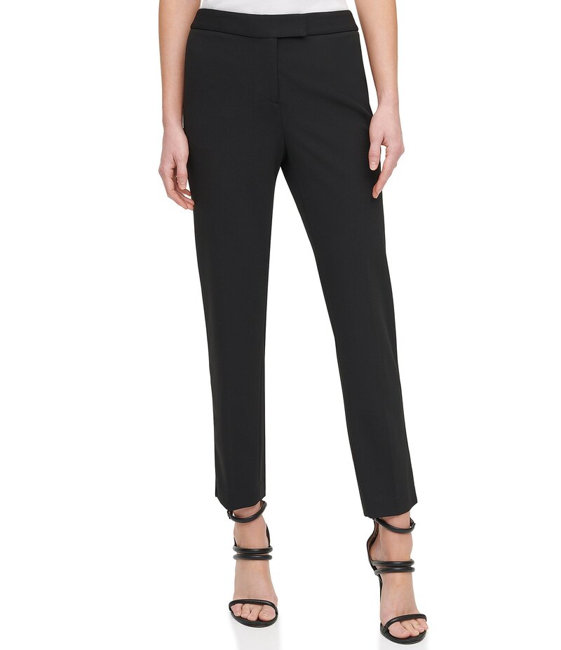 【送料無料】 ダナキャラン レディース カジュアルパンツ ボトムス DKNY by Donna Karan Scuba Crepe Slim Leg Ankle Pants Black