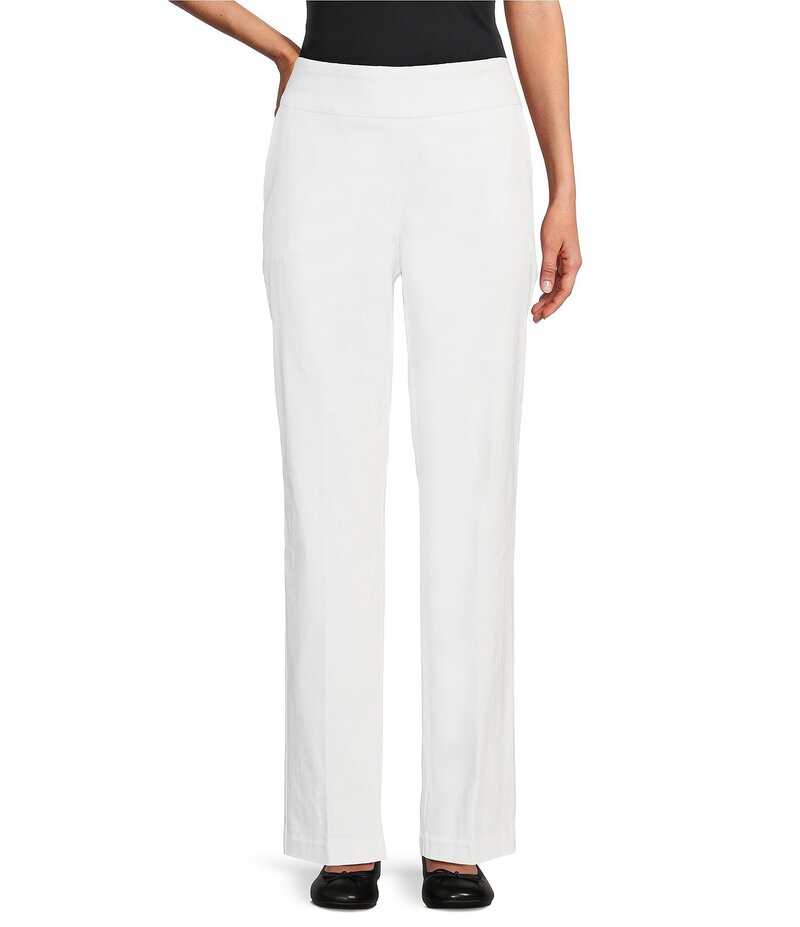 【送料無料】 アリソン デイリー レディース カジュアルパンツ ボトムス Tech Stretch Elastic Waist Straight Leg Pants White