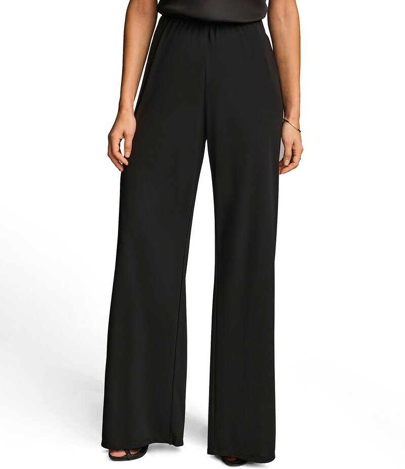 【送料無料】 ダナキャラン レディース カジュアルパンツ ボトムス Flat Front Wide Leg Pants Black