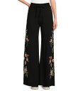 【送料無料】 ジョニーワズ レディース カジュアルパンツ ボトムス Julianna Placement Floral Embroidered Knit Wide Leg Pants Black(4)