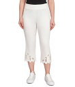 【送料無料】 ルビーアールディー レディース カジュアルパンツ ボトムス Tencel Pull-On Lace Scallop Hem Capri Pants Linen White