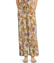 【送料無料】 アンジー レディース カジュアルパンツ ボトムス Floral Print Mid Rise Elastic Waist Split Coordinating Wide Leg Pants Ivory