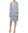 【送料無料】 イグナイト レディース ワンピース トップス Petite Size Lace-Shoulder Chiffon 3/4 Sleeve Scoop Neck 2-Piece Jacket Dress Concrete