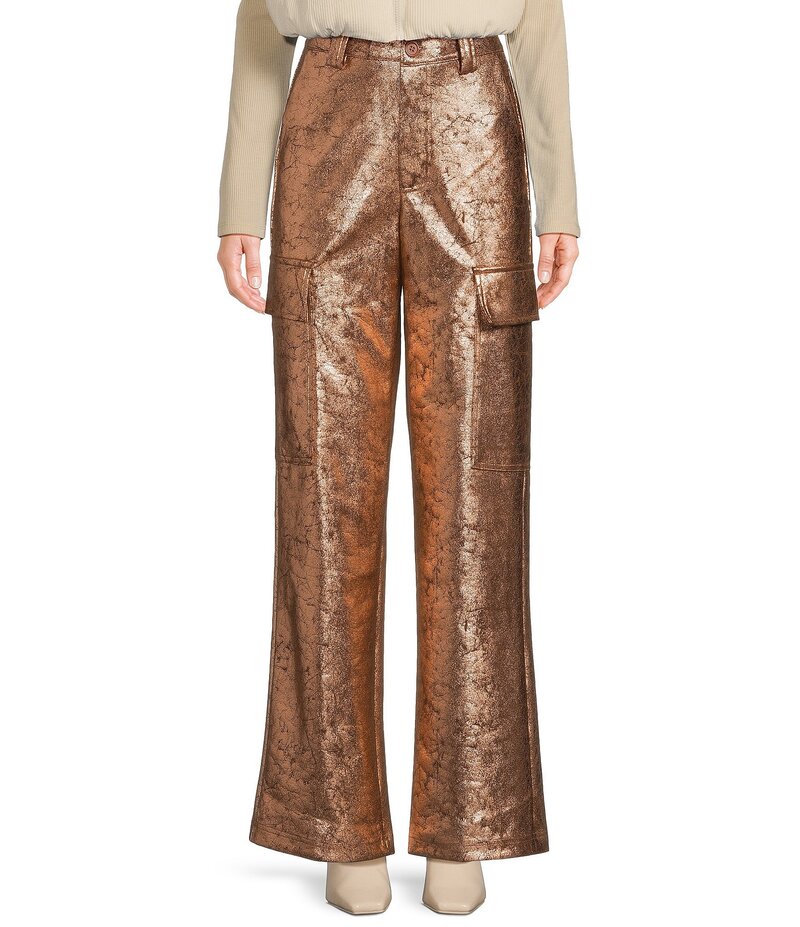 【送料無料】 ダブルゼロ レディース カジュアルパンツ カーゴパンツ ボトムス Metallic High Waist Cargo Pants Bronze