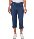 【送料無料】 ルビーアールディー レディース カジュアルパンツ ボトムス Petite Size Tencel Pull-On Fringe Side Slit Hem Capri Pants Dark Blue