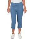 【送料無料】 ルビーアールディー レディース カジュアルパンツ ボトムス Petite Size Tencel Pull-On Fringe Side Slit Hem Capri Pants Medium Blue