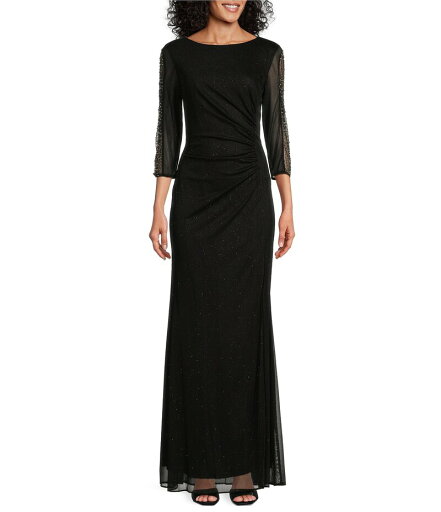 【送料無料】 イグナイト レディース ワンピース トップス Petite Size 3/4 Sleeve Boat Neck Glitter Dress Black 【送料無料】 イグナイト レディース ワンピース トップス Petite Size 3/4 Sleeve Boat Neck Glitter Dress Black