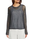 【送料無料】 エイリーンフィッシャー レディース パーカー・スウェット フーディー アウター Petite Linen Blend Knit Crew Neck...