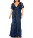 【送料無料】 マックダガル レディース ワンピース トップス Plus Size Short Flutter Sleeve V-Neck Embellished...