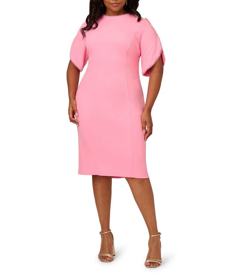 ̵ ɥꥢ ѥڥ ǥ ԡ ȥåץ Plus Size Crew Neck Pearl Trim Crepe...