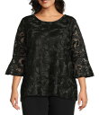 【送料無料】 キャロライン ローズ レディース カットソー トップス Plus Size Bella Soiree Embroidered Mesh Lace ...