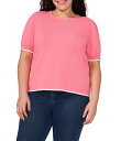 【送料無料】 セセ レディース パーカー・スウェット フーディー アウター Plus Size Knit Crew Neck Short Sleeve Contrast Piping Sweater Confetti(4)