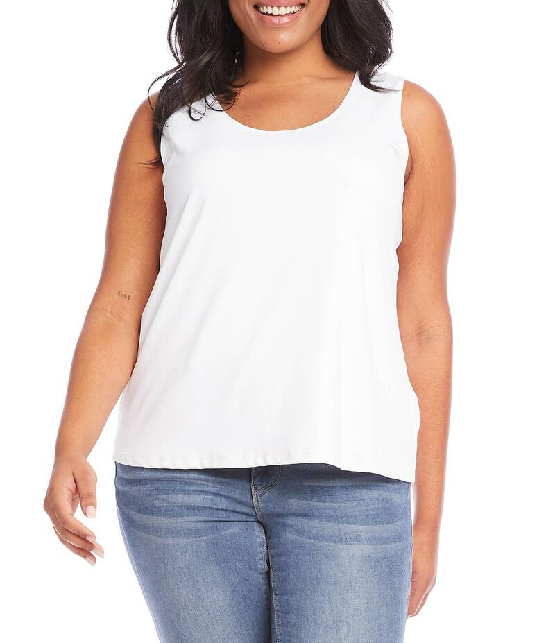 【送料無料】 カレンケーン レディース シャツ トップス Plus Size Sleeveless Scoop Neck Layering Tank White