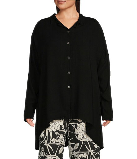 【送料無料】 ブライン ウォーカー レディース シャツ トップス Plus Size Mirren Rayon Crepe Collar Neck Long Sleeve Button Front Top Black 【送料無料】 ブライン ウォーカー レディース シャツ トップス Plus Size Mirren Rayon Crepe Collar Neck Long Sleeve Button Front Top Black